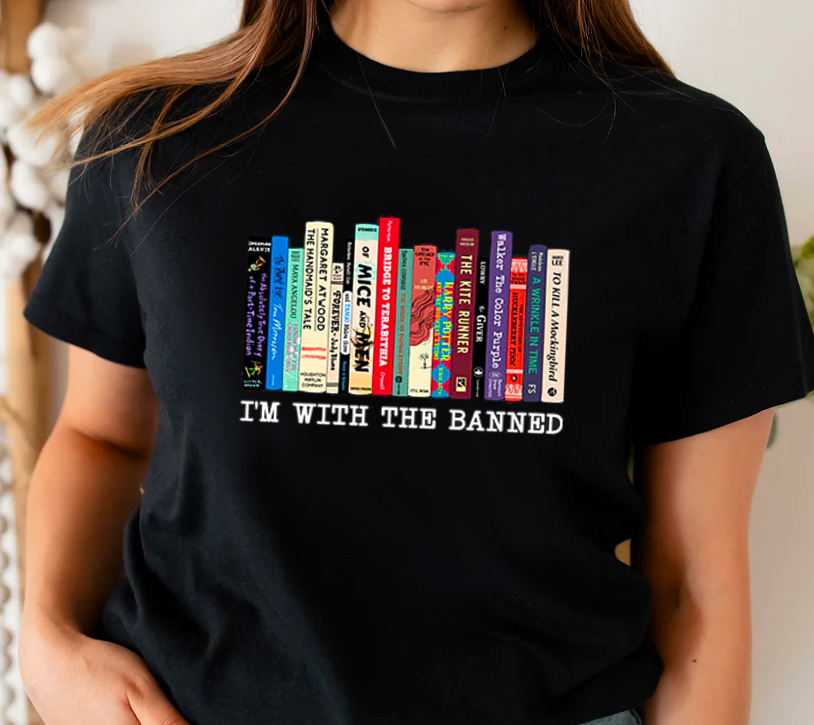 Book lovers shirt I’m with the banned book worm rather be reading